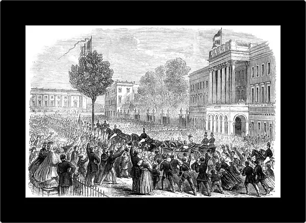 King Leopold's public entry into Brussels...arrival of His Majesty at the palace... 1862. Creator: Unknown