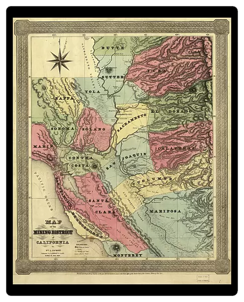 Map of the mining district of California, 1851. Creator: William A. Jackson