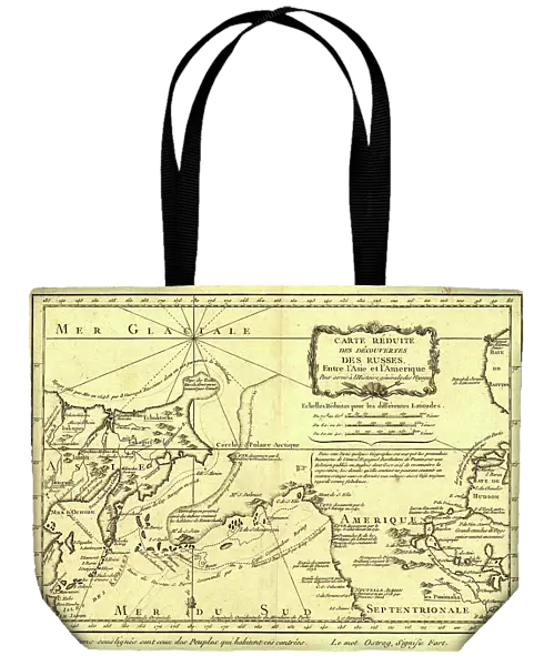 Carte re´duite des de´couvertes des Russes, entre l'Asie et l'Amerique, (1747?). Creator: Jacques-Nicolas Bellin