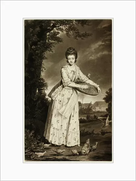 Mrs. Pelham Feeding Her Chickens, 1775. Creator: William Dickinson