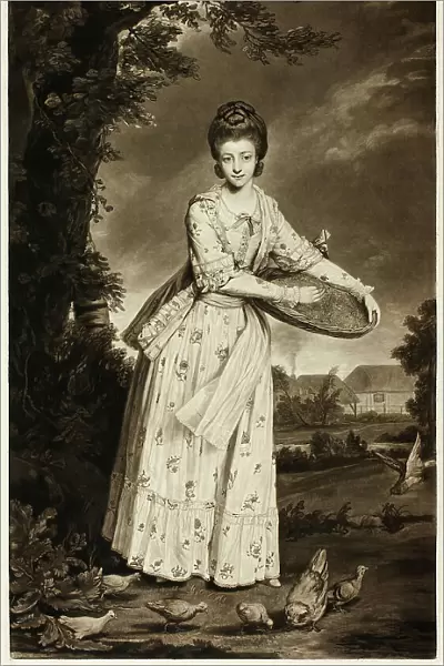 Mrs. Pelham Feeding Her Chickens, 1775. Creator: William Dickinson