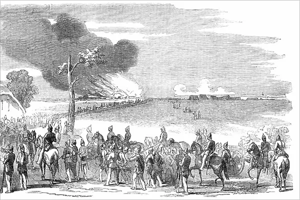 Schleswig-Holstein War - Burning of the Lesser Camp, at Kochendorf, 1850. Creator: Unknown