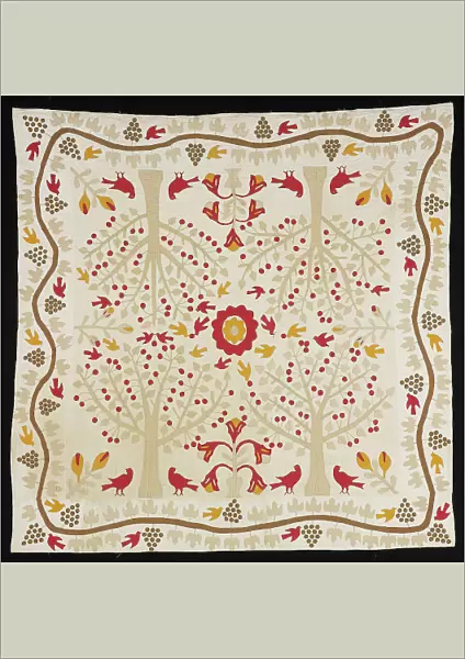 Bedcover (Cherry Trees and Robins Bride's Quilt), United States, 1820 / 50. Creator: Unknown