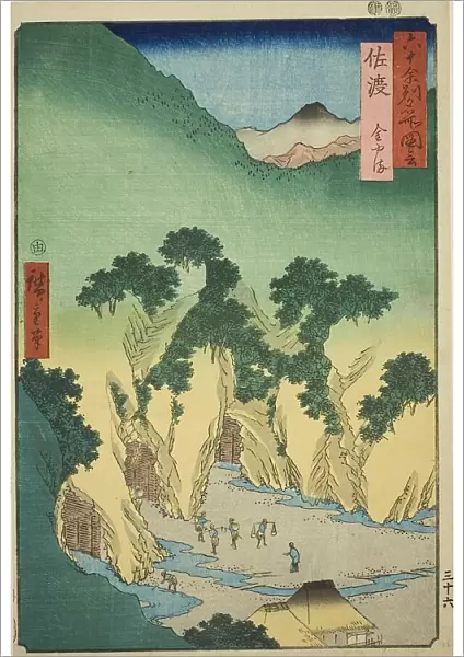Sado Province: Gold Mines (Sado, Kinzan), from the series 'Famous Places in the Sixty-odd... 1853. Creator: Ando Hiroshige. Sado Province: Gold Mines (Sado, Kinzan), from the series 'Famous Places in the Sixty-odd... 1853