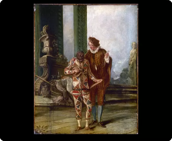 Scène de la comédie italienne : Arlequin et Ricoboni, vers 1720, c1720. Creator: Ecole Francaise