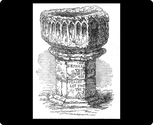 The Font in which Edward the Confessor was baptised, at Islip, 1854. Creator: Unknown