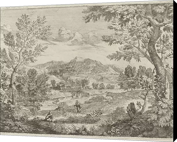 Houses Beside a Mountain, 1696. Creator: Crescenzio Onofri