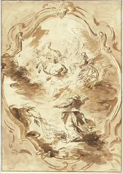 Elisha Watching Elijah Ascend in the Fiery Chariot, 1750 / 1755. Creator: Pietro Antonio Novelli