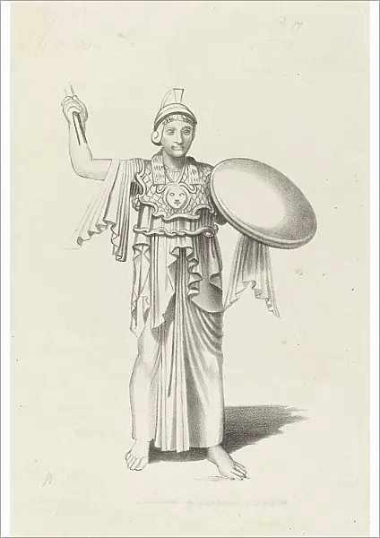Minerva, From a Bronze by Daedalus, published 1829. Creator: W Walton