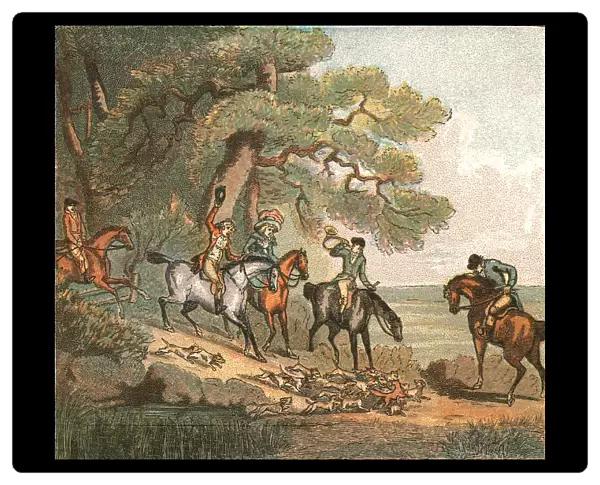 Old Fashioned Sporting Pictures, and the Road to Bygone Days; Fox Hunting -1887--The Kill, 1890. Creator: Thomas Rowlandson