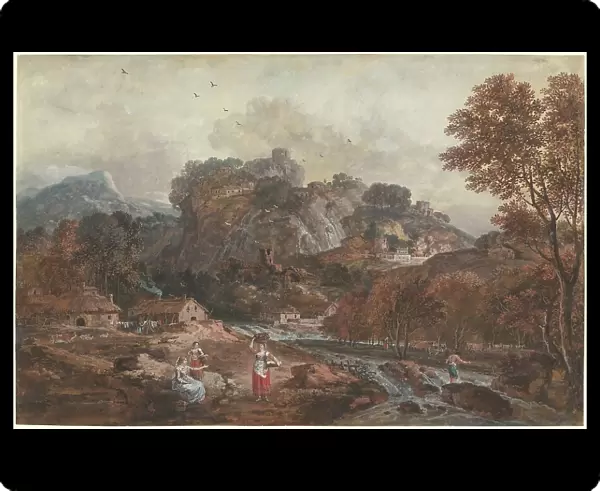 Mountain Landscape with Washerwomen and a Fisherman, 1762 / 1765. Creator: Francesco Zuccarelli