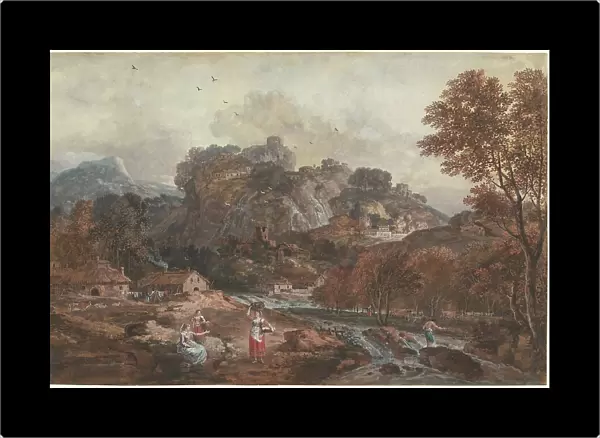 Mountain Landscape with Washerwomen and a Fisherman, 1762 / 1765. Creator: Francesco Zuccarelli