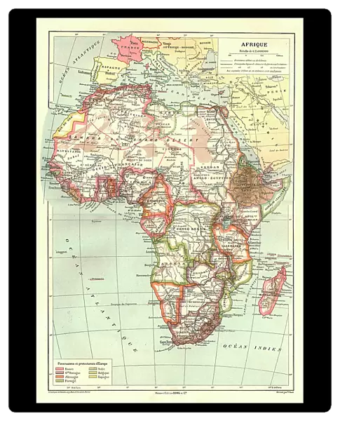 Map of Afrique showing Possessions et protectorats d'Europe, 1914. Creator: Unknown
