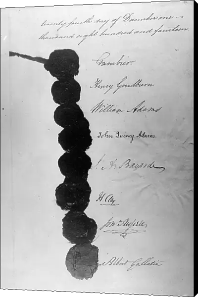 Signatures, Treaty of Ghent, December 24, 1814. Creator: Harris & Ewing. Signatures, Treaty of Ghent, December 24, 1814. Creator: Harris & Ewing
