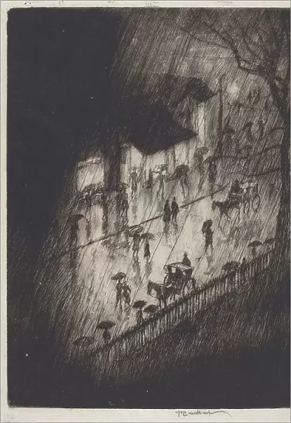 Rainy Night, Charing Cross Shops, 1903. Creator: Joseph Pennell
