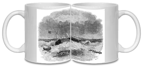 Wreck of 'The Polyphemus', off Hautsholmen Lighthouse, 1856. Creator: Smyth. Wreck of 'The Polyphemus', off Hautsholmen Lighthouse, 1856. Creator: Smyth