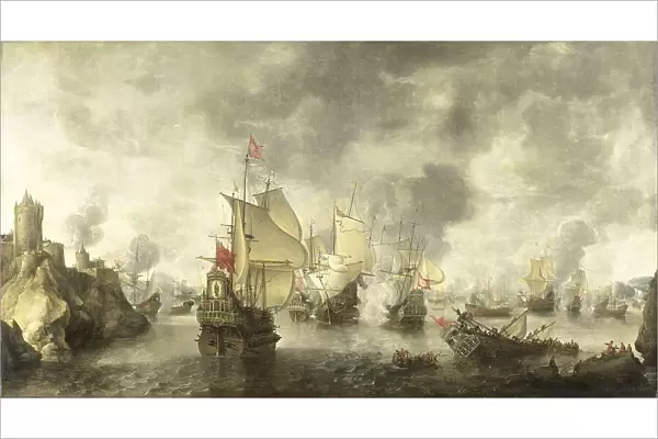 Battle of the Combined Venetian and Dutch Fleets against the Turks in the Bay of Foya, 1649, 1656. Creator: Abraham Beerstraten