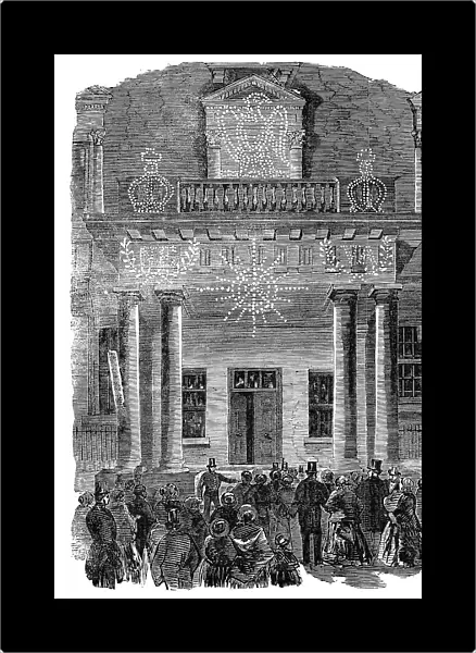The Peace Illumination: the French Embassy, Albert-Gate, 1856. Creator: Unknown