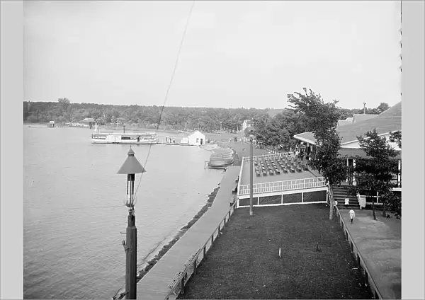 Lake shore and pavilion at Wildwood, White Bear Lake, near St. Paul, Minn. between 1900 and 1905. Creator: Unknown