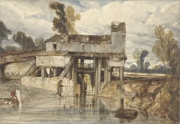 Landscape with water mill, 1813-1860. Creator: Alexandre Gabriel Descamps