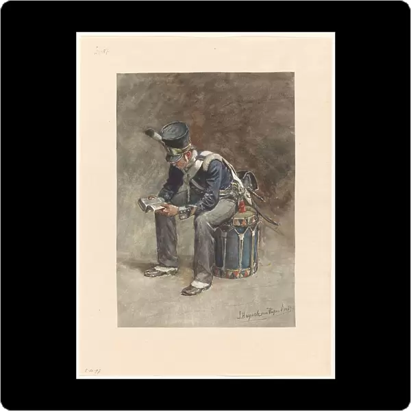 Infantry drummer reading, 1868-1892. Creator: Jan Hoynck van Papendrecht
