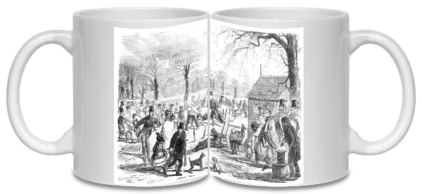 Skating in Hyde-Park - drawn by John Leech, 1857. Creator: Joseph Swain