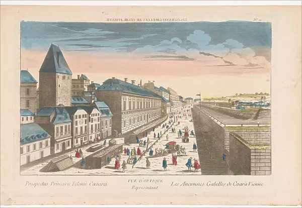 View of a street with wooden stalls in Vienna, 1700-1799. Creator: Anon