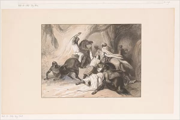Willem met De Hoorn, Count of Orange, fights the Moors, 1827-1861. Creator: Dominicus Anthonius Peduzzi