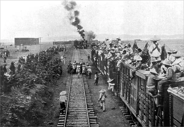 Etats-Unis et Mexique; pres du camp americain de San-Antonio: troupes americaines... 1916. Creator: Unknown