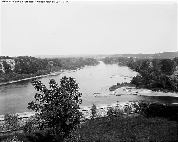 View down the Mississippi from Fort Snelling, Minn. between 1880 and 1899. Creator: Unknown