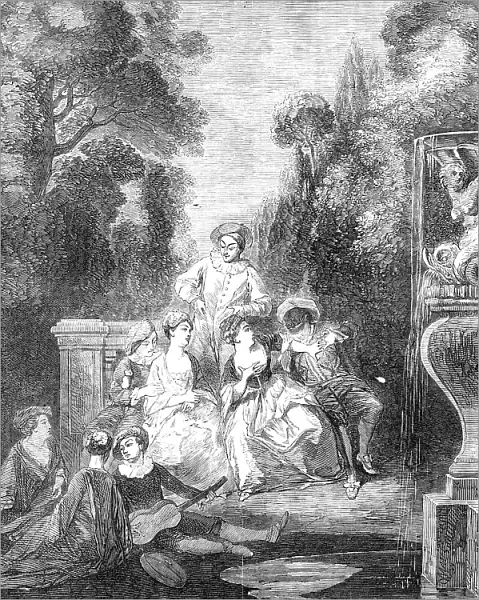 'A Fete Champetre' painted by Watteau, 1857. Creator: Unknown. 'A Fete Champetre' painted by Watteau, 1857. Creator: Unknown
