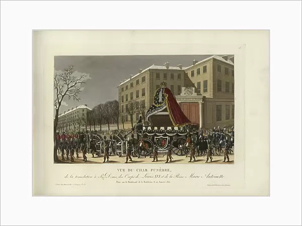 Vue du char funèbre de la translation à Saint-Denis des corps de Louis XVI et de la... 1817-1824. Creator: Courvoisier-Voisin, Henri (1757-1830)