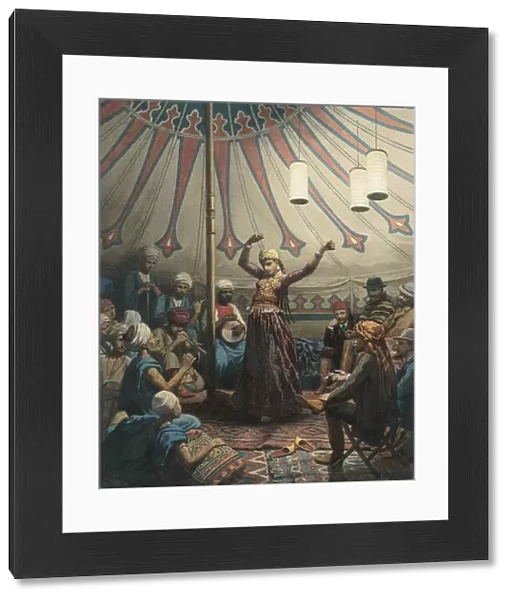 Egyptian dancer in a tent, with musicians and spectators, 1868 or later. Creator: Willem de Famars Testas