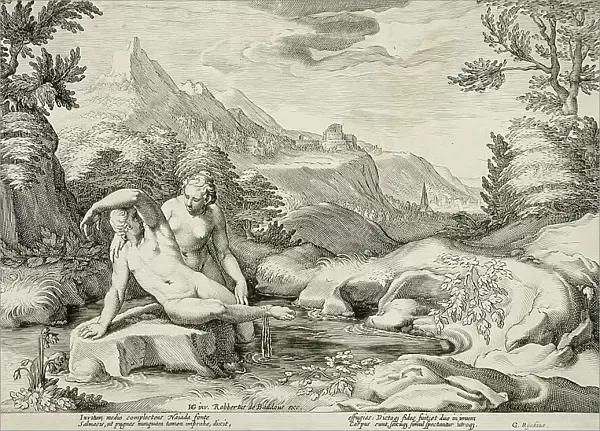 Salmacis and Hermaphrodite Transformed into a Single Person, published 1615. Creator: Hendrik Goltzius