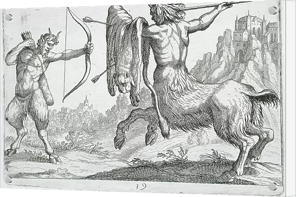 A Centaur Attacking a Satyr, 1610. Creator: Hendrick Hondius I