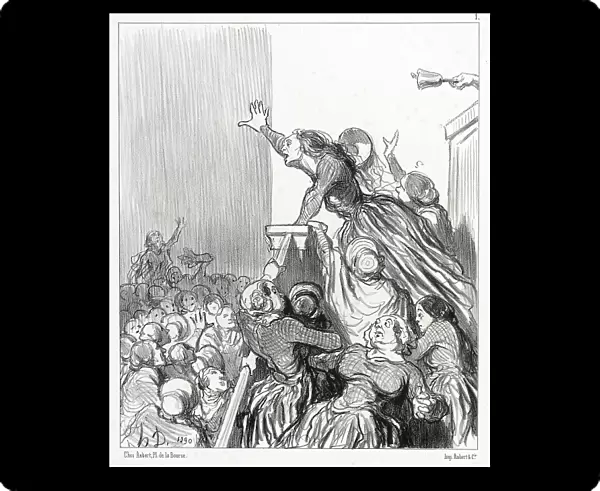 Citoyennes on fait courir le bruit que le divorce est sur le point de nous être refusé... 1848. Creator: Honore Daumier