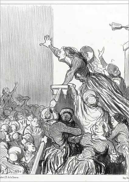 Citoyennes on fait courir le bruit que le divorce est sur le point de nous être refusé... 1848. Creator: Honore Daumier