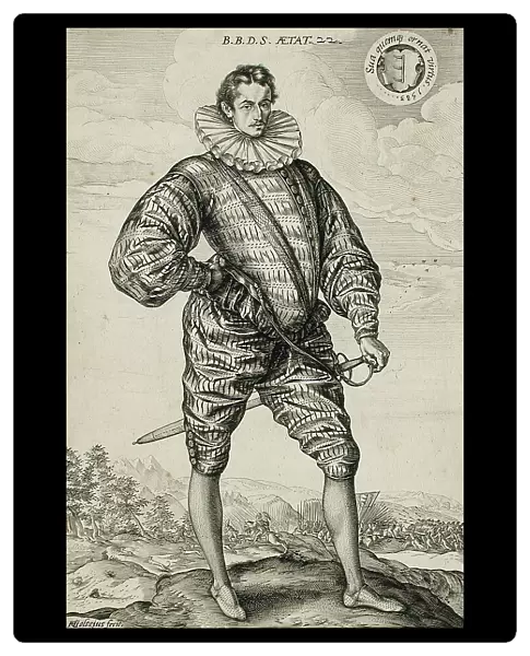 A Polish Nobleman Standing: Balthasar Bathory de Somlyo, 1583. Creator: Hendrik Goltzius