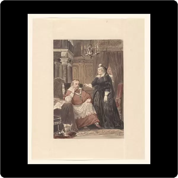 Two people in an interior, possibly Maria de Medici and Cardinal de Richelieu, 1833-1890. Creator: Johan Coenraad Leich