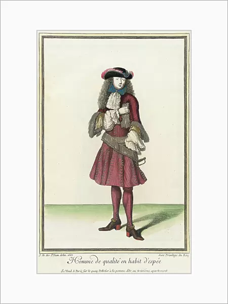 Recueil des modes de la cour de France, Homme de Qualité en Habit d'Espée, 1683. Creator: Jean de Dieu