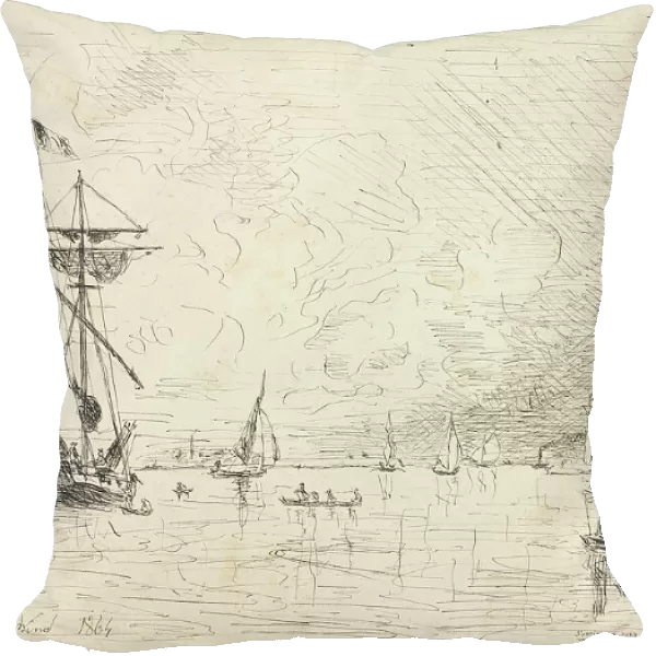 Departure from the Port of Honfleur, 1864. Creator: Johan Barthold Jongkind
