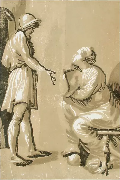 Raphael and His Mistress, Mid-16th century. Creator: Ugo da Carpi
