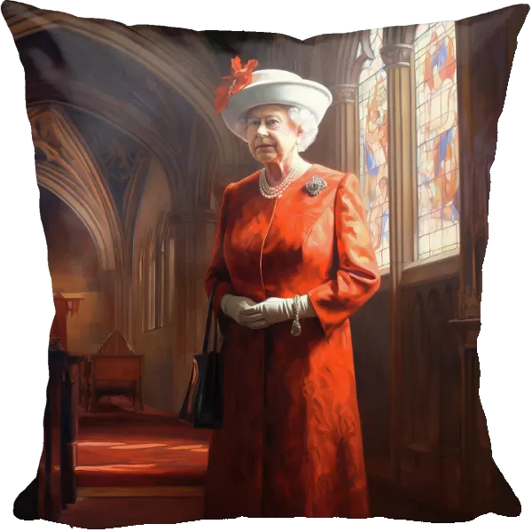 AI IMAGE - Portrait of Queen Elizabeth II inside a church, 2000s, (2023). Creator: Heritage Images