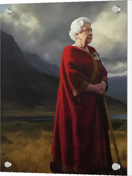 AI IMAGE - Portrait of Queen Elizabeth II in a Highland setting, 2000s, (2023). Creator: Heritage Images