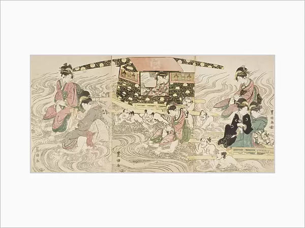 Women Crossing the Oi River, c1800. Creator: Utagawa Toyokuni I
