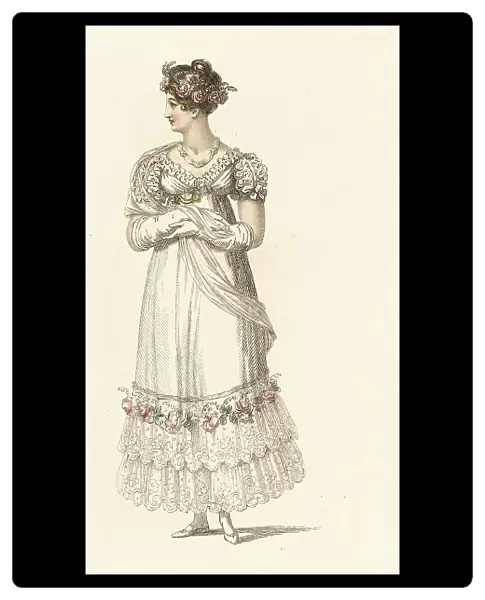 Fashion Plate (Evening Dress), 1816. Creator: Rudolph Ackermann