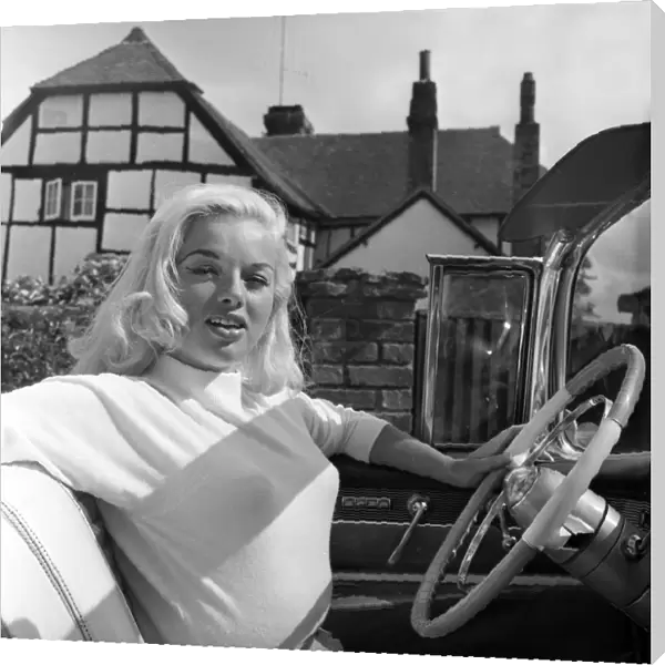Actress Diana Dors at home at her farmhouse in Billinghurst, Sus