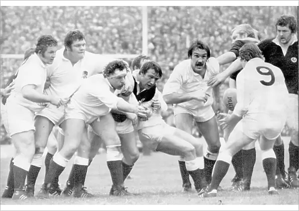 England players (l-r) Phil Blakeway, Fran Cotton, Bill Beaumont, Roger Uttley and Steve Smith Five Nations at Murrayfield - Scotland v England 1980