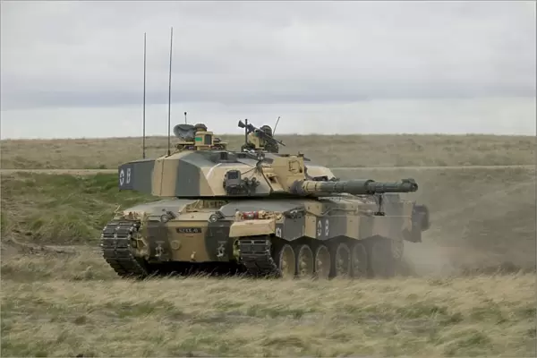 Exercise MedMan in BATUS, Canada. A Challenger Tank is shown returning to base