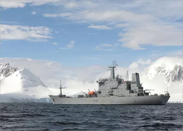 HMS Scott At Anchor near Port Lockroy in the Antarctic